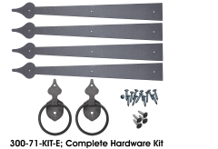 300-71-KIT-B (Americana Spear End Hardware Kit A includes 4 Spear End 16" hinges, 2 Lift Handles, and all screws and fasteners needed for installation. Black Stamped Steel.)